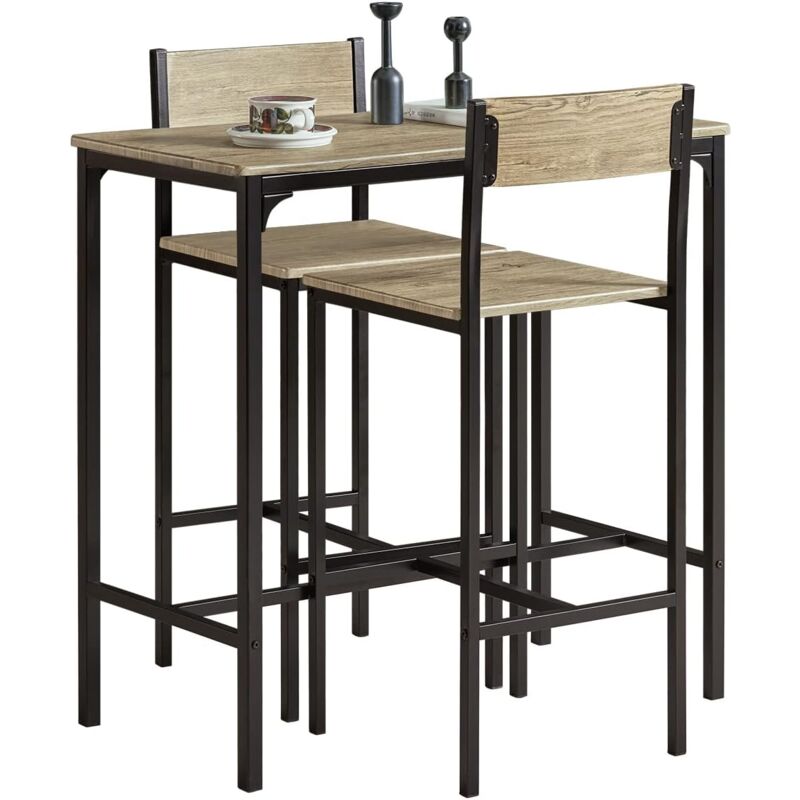 Ogt03-N,Bar Set-1 Bar Table And 2 Stools With Backs - Sobuy