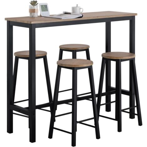 SoBuy Bar Set- Bar Table and 4 Stools,Breakfast Bar Set Furniture Dining Set,OGT22-SCH