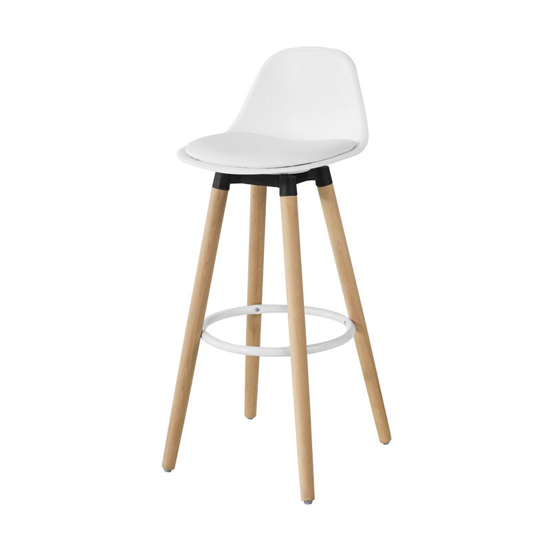 Bar Stool with pu Leather Padded Seat & Beech Wood Legs,FST70-W - Sobuy