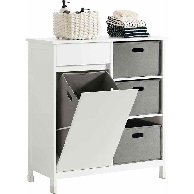 Bathroom Laundry Basket Laundry Cabinet,BZR77-W - Sobuy