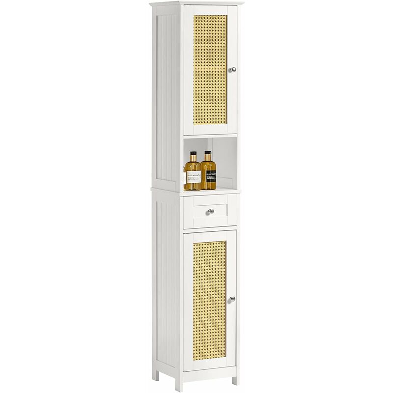 Bathroom Storage Cabinet with 2 Doors and 1 Drawer H170cm,BZR70-W - Sobuy