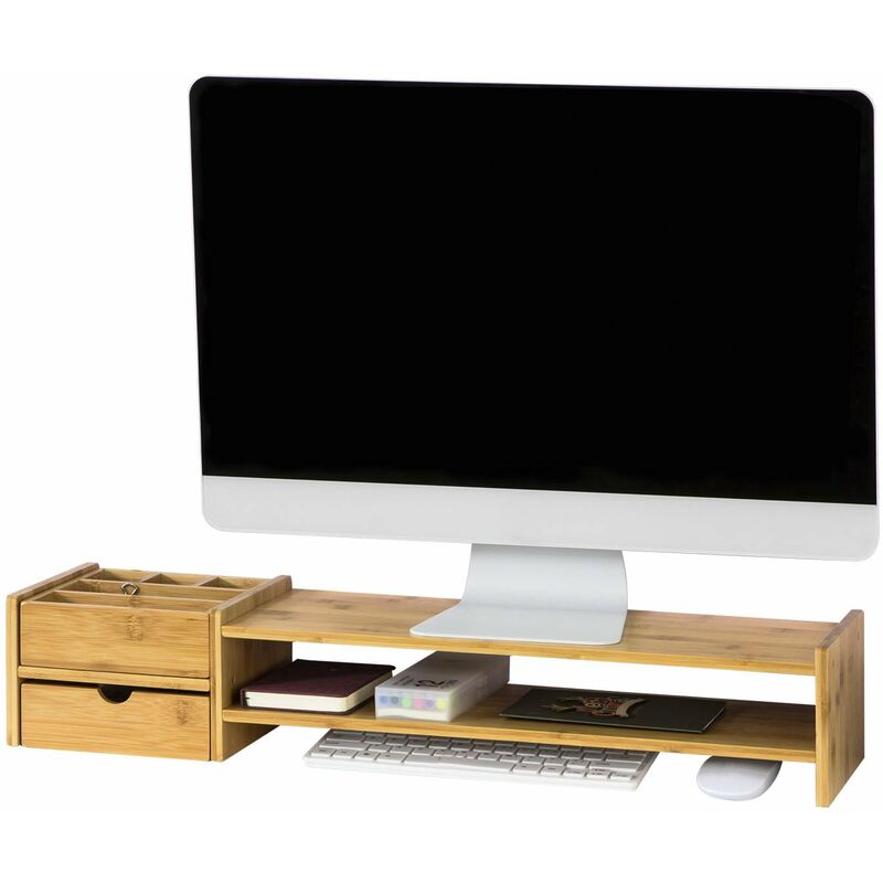 

SoBuy BBF01-N Pantalla Soporte para monitor, Soporte de Sobremesa ,bambú,70*13*19 cm,ES