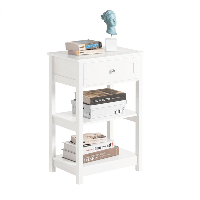 Sobuy - Bedside Table Beside End Table with Drawer,FBT46-W