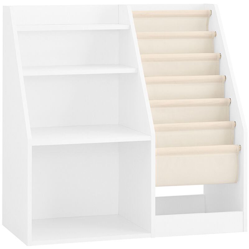 SoBuy Bibliothèque Enfant 3 Niveaux avec Rangement pour Jouets et Paniers Blancs