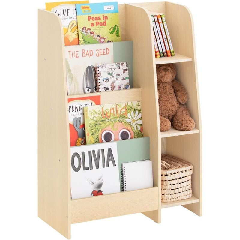 Bibliothèque Enfant Étagère de Rangement pour Enfants Étagère à Livres pour Chambre Enfant, Meuble de Rangement pour Enfants avec 3 Étagères et 3