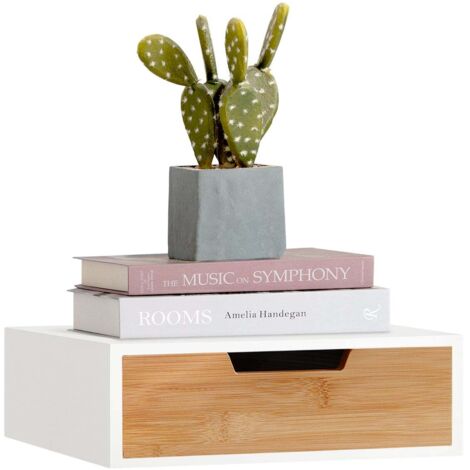 Sobuy – Boîte de rangement à tiroir pour capsules de thé et café FRG179WN – Bois MDF et bambou écologique – Dimensions L30cm x P31cm x H9cm