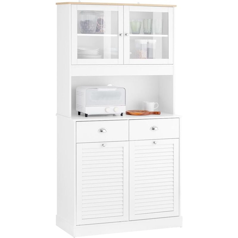 Buffet de Cuisine, Meuble de Rangement, Armoire de Cuisine Multi-rangements, Buffet de Salle à Manger avec 3 Portes, 2 Tiroirs, 92 x 40 x 180 cm,