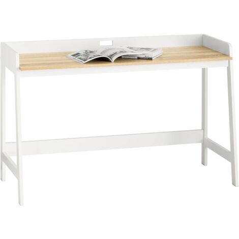Sobuy – Bureau informatique droit 125x51cm en panneaux de particules – Plan de travail spacieux avec passe-câbles – FWT41WN