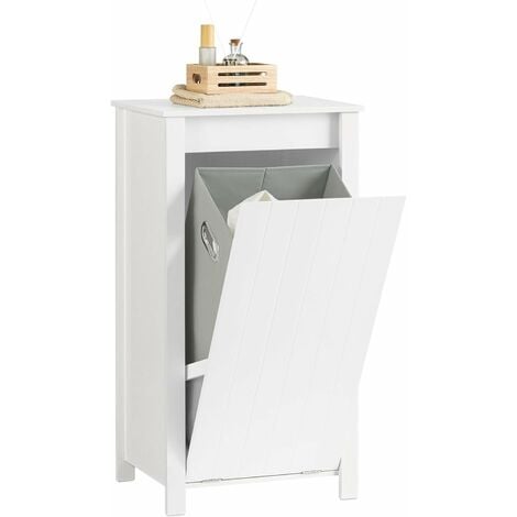 CALICOSY - Meuble de rangement salle de bain avec panier à linge intégré -  H175 cm