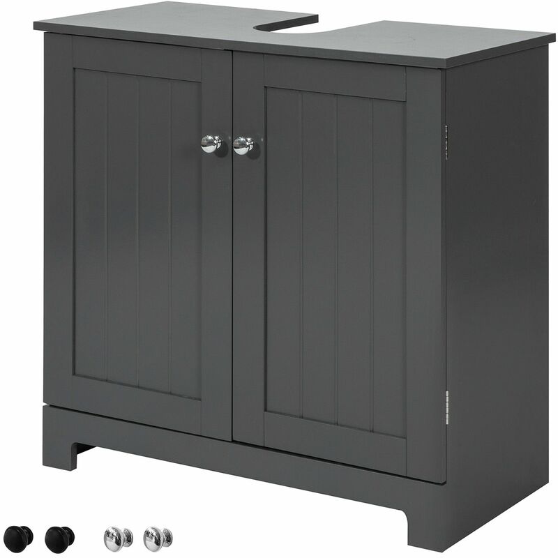 

BZR18-DG Armario Lavabo con Pie,Armario de Baño con 2 Estantes,60 x 30 x 60cm,ES - Sobuy