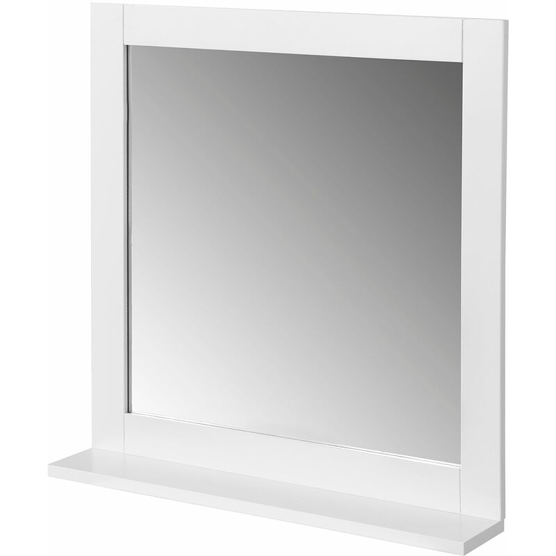 

BZR16-W Espejo de Pared, Espejo de baño con balda,Blanco,ES - Sobuy