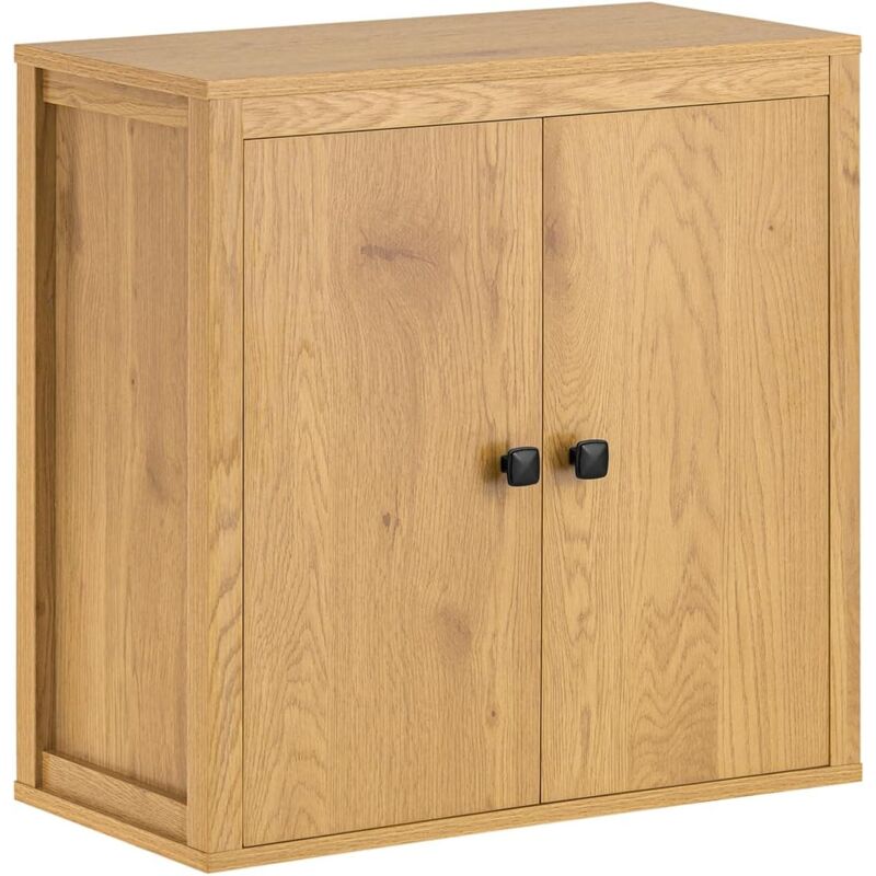 BZR168-SN Armoire Murale, Placard de Rangement, Meuble de Rangement Suspendu Salle de Bain, Meuble Haut avec 2 Portes, 2 Étagères, 60x30x60 cm,