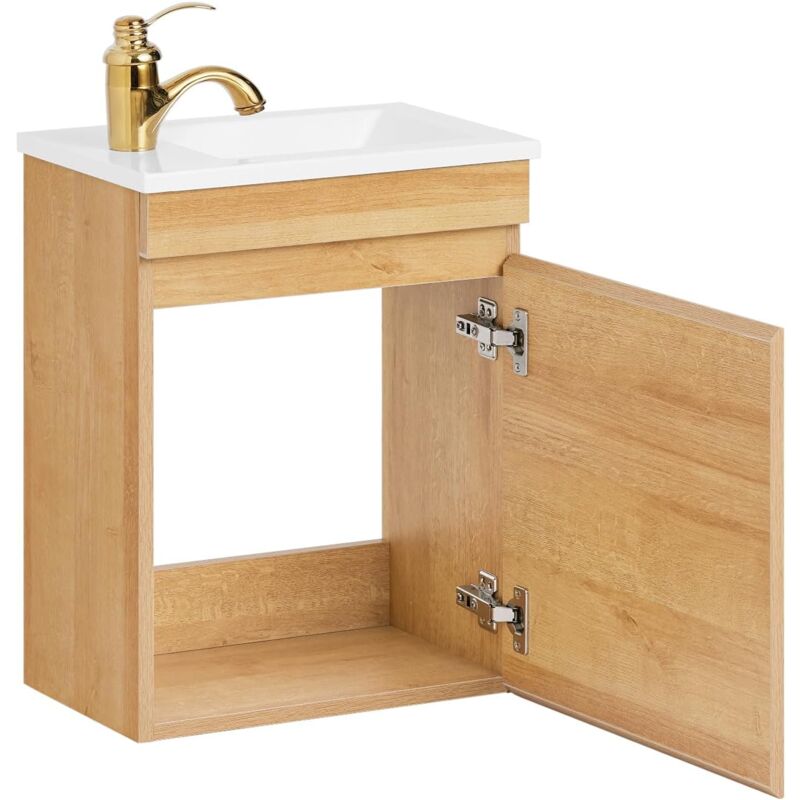BZR169-N Meuble Suspendu pour Lavabo Armoire de salle de bain avec Lavabo Meuble salle de bain avec vasque Ensemble de Lavabo en céramique Meuble