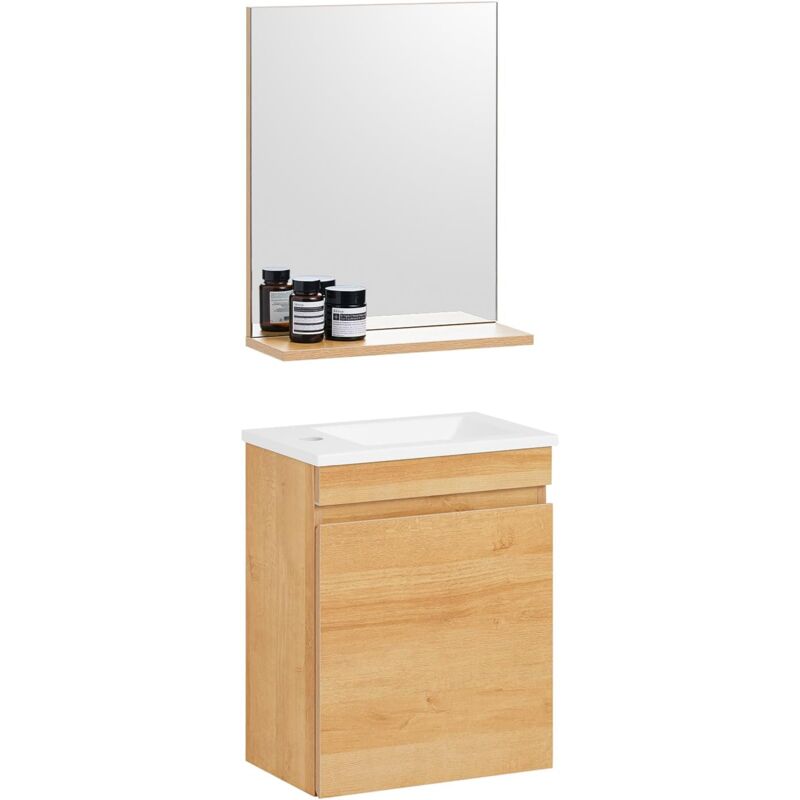 BZR169-SET Meuble Suspendu pour Lavabo avec miroir Meuble sous vasque avec miroir Ensemble de Lavabo en céramique avec miroir Meuble Lave-Mains avec