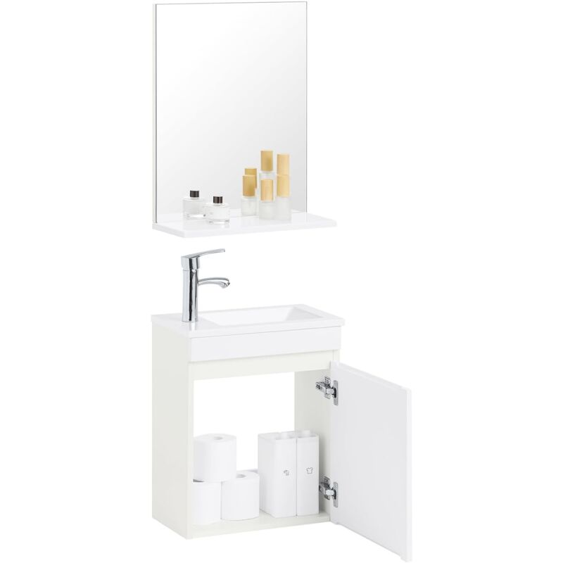 BZR170-SETMeuble Suspendu pour Lavabo avec miroir Meuble sous vasque avec miroir Ensemble de Lavabo en céramique avec miroir Meuble Lave-Mains avec