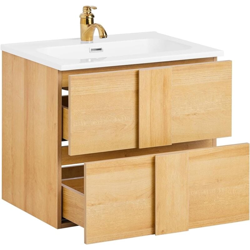 BZR172-N Meuble sous Lavabo avec deux tiroirs Meuble de rangement pour salle de bain Meuble de salle de bain Meuble avec lavabo en céramique, Couleur