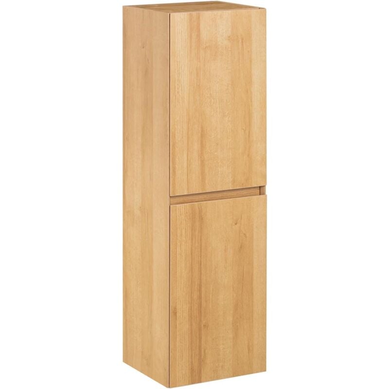 BZR175-N Colonne de Salle de Bain Suspendue Armoire Suspendue Meuble Mural Salle de Bain Armoire de Toilette Meuble Rangement, 2 Portes, Étagères