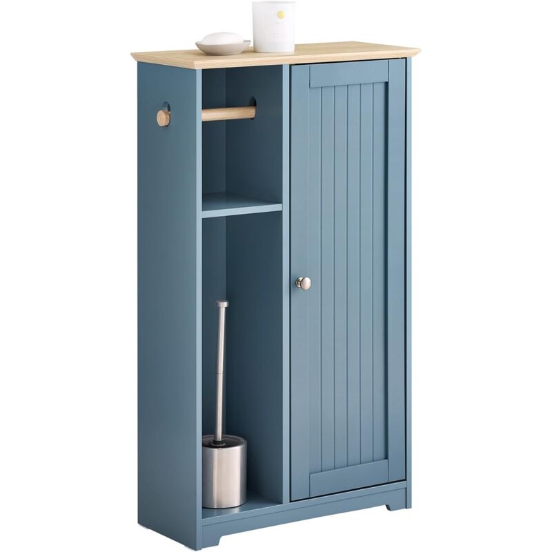 BZR189-HG Meuble de Rangement Salle de Bain Armoire Porte-Papier Toilette Porte Brosse wc, Bleu, 50x21x86cm - Sobuy