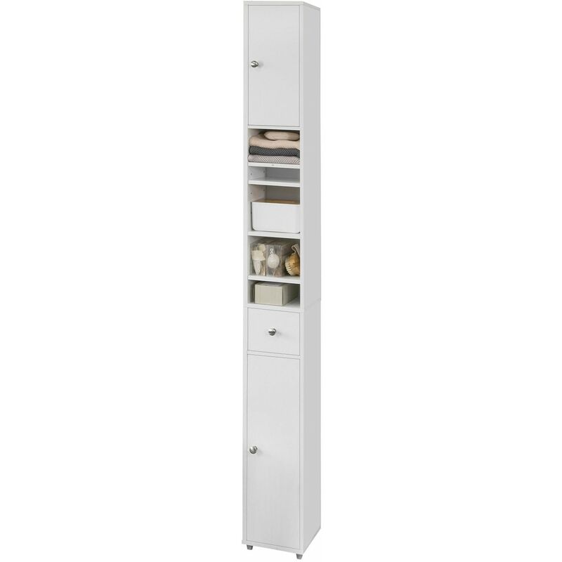 

BZR34-W Mueble Columna de baño, Armario para baño Alto,estanterías de baño-2 Puertas y 1 cajón H 180 cm ES - Sobuy