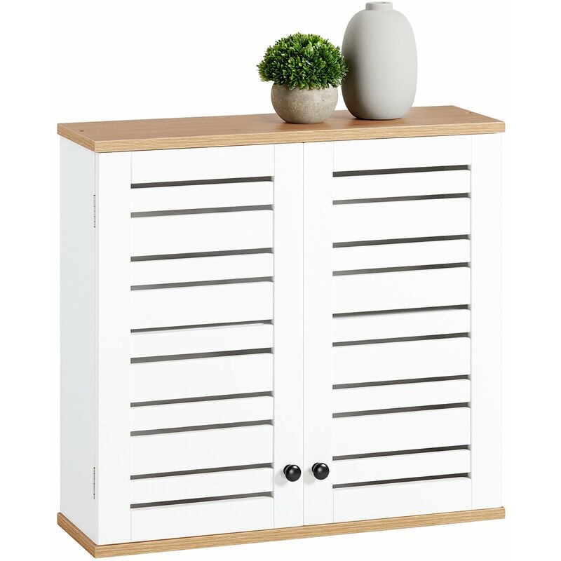 

SoBuy BZR42-W Mueble de Pared con 2 Puertas Armario Suspendido Mueble de Cocina Blanco Medidas: 60x19x56cm, ES
