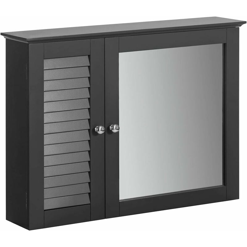 BZR55-DG Armoire Miroir Meuble Haut de Salle de Bain Armoire Suspendue avec Porte Miroir Commode Meuble de Rangement Mural - Sobuy