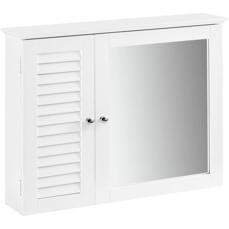 Sobuy - BZR55-W Armoire Miroir Meuble Haut de Salle de Bain Armoire Suspendue avec Porte Miroir Commode Meuble de Rangement Mural