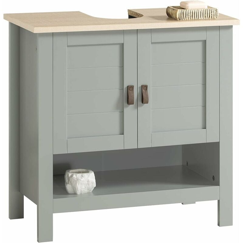 BZR69-HG Meuble sous Lavabo, Meuble sous Vasque, Meuble de Salle de Bain, Placard de Rangement, Armoire Salle de Bain avec 2 Portes et 1 Compartiment