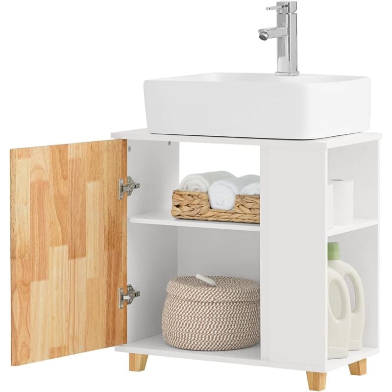 BZR75-W Meuble sous Lavabo, Meuble sous Vasque, Meuble de Salle de Bain, Placard de Rangement, Armoire Salle de Bain, Meuble de Rangement avec Porte