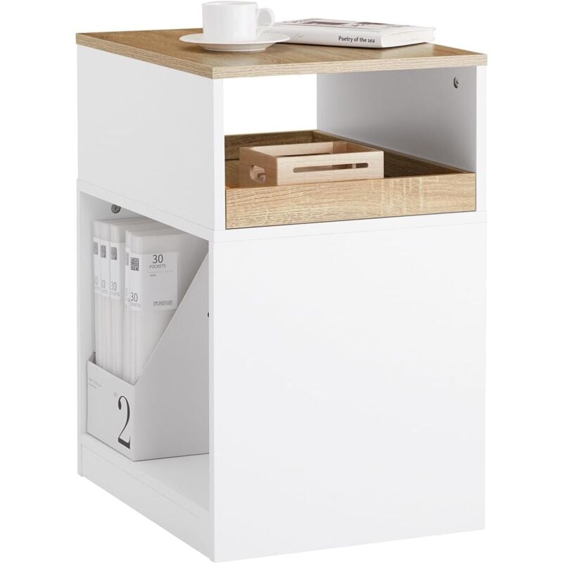 Sobuy - Caisson de Bureau Support Imprimante Organiseur Bureau Mobile Caisson avec 1 Tiroir Amovible et 2 Compartiments Ouverts, Meuble de Rangement