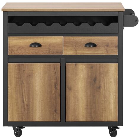 SoBuy Carrello Cucina Con Ruote Credenza Cucina Mobile Cucina Nero 89x40x87cm FKW122-SCH