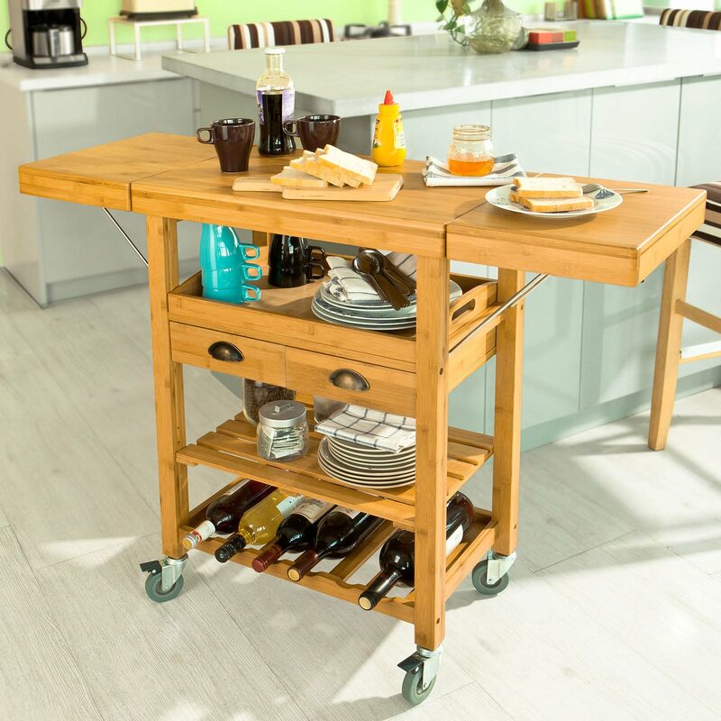 Carrello cucina,Credenza,Piano è allungabile,con ruote FKW25-N - Sobuy