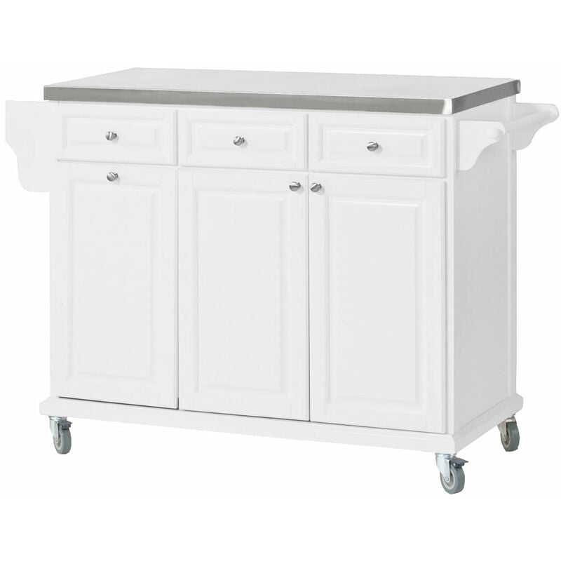 Sobuy - Carrello da cucina, credenza, Mobiletto ad angolo Bianco FKW33-W