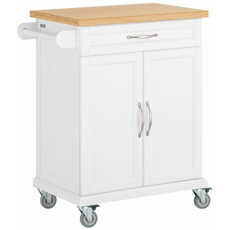 Sobuy - Carrello Cucina,Credenza Cucina,Mobile Cucina Con Route,Bianco FKW13-W