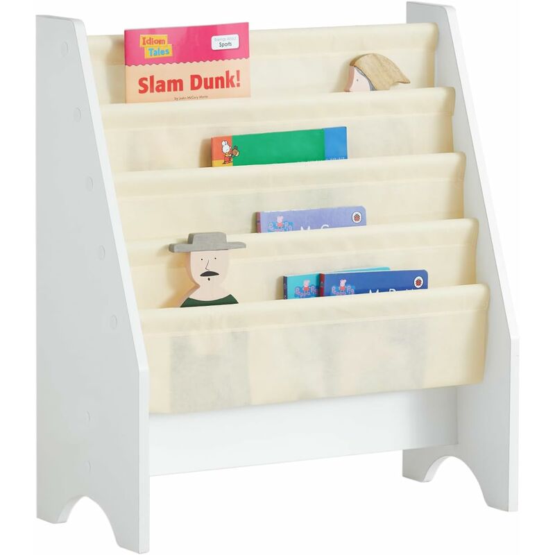 Children Kids Bookcase Book Shelf Sling Storage Rack Organizer Display Holde FRG225-W - Sobuy