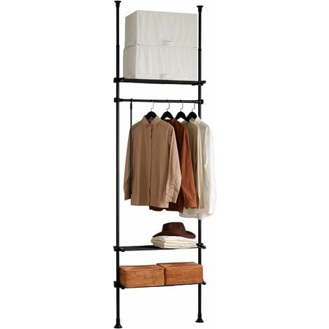SoBuy Clothes Racks Adjustable Wardrobe Organiser Clothes Shelf System Hanging,Black,KLS07-SCH