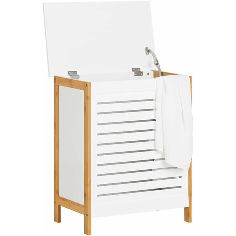 Sobuy – Corbeille à linge FSS66WN – Bois MDF et bambou – L50cm x H60cm x P30cm – Capacité 80kg – Pour salle de bain et chambre
