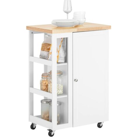 Sobuy – Desserte de cuisine à roulettes FKW75WN – Bois MDF E1 – L60cm x P40cm x H90cm – Capacité 50kg – Montage facile avec notice