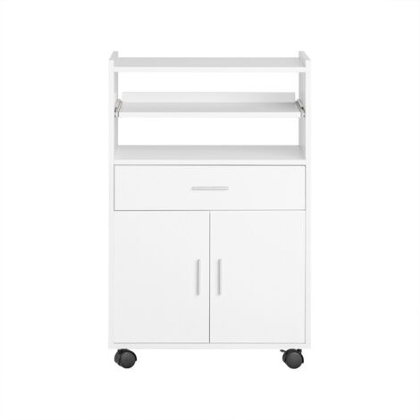Sobuy – Desserte de cuisine FSB09W – Meuble à roulettes avec tiroir et rangements fermés – Dimensions L59cm x P40cm x H92cm – Capacité 60kg