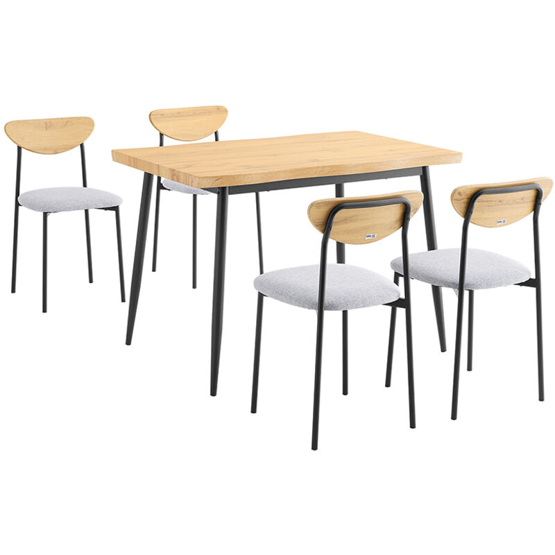 SoBuy Ensemble de Table à Manger 5 Pièces avec Chaises Confortables, Ensemble Table et Chaises 4, Table de Cuisine Compacte pour Petits Espaces,