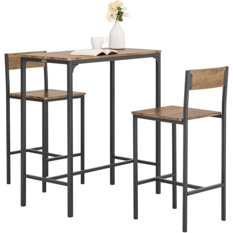Sobuy – Ensemble table de bar + 2 chaises hautes OGT03XL – Style industriel – Dimensions table 89x45x86,5 cm – Matériaux durables et faciles à nettoyer