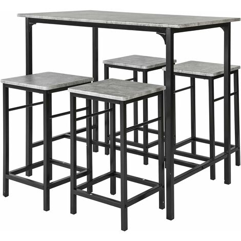 Sobuy – Table mange-debout 100x60x87 cm avec 4 tabourets ergonomiques – Plateau MDF finition PVC – OGT11HG