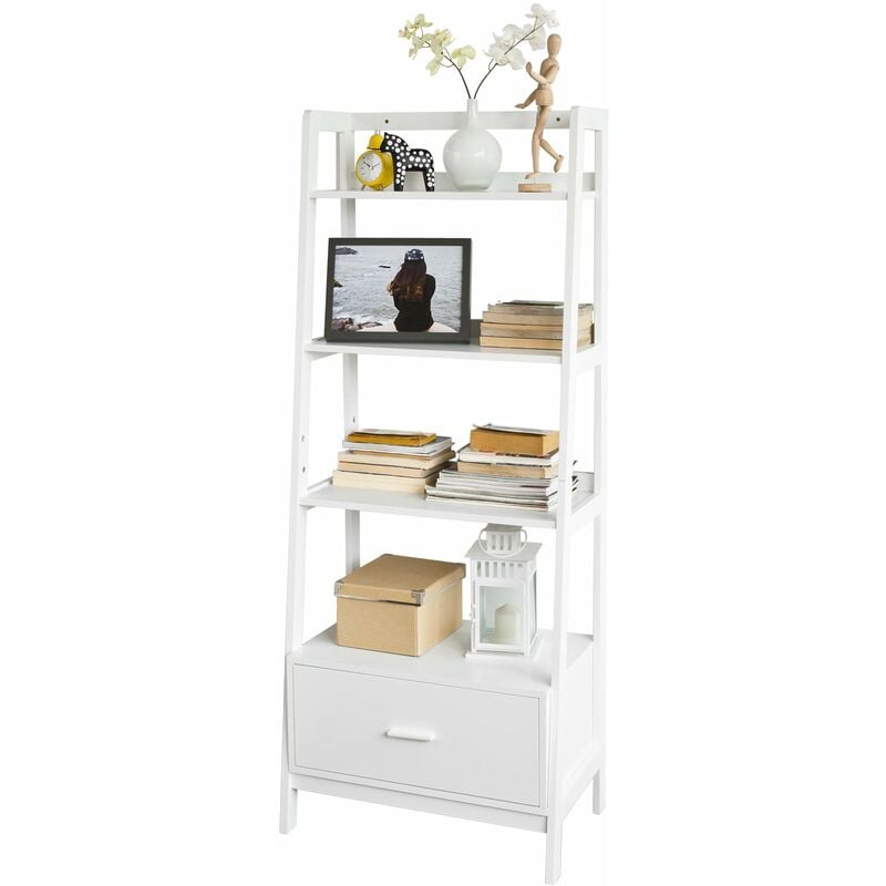

® Estanteriá en escalera de madera, Estanterías librerias, Estanterias de diseño, FRG116-W, ES - Sobuy