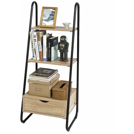SoBuy Estanteriá en Escalera,Librería Infantil, 2 Estantes y 1 Cajón de Almacenamiento,H115cm,FRG219-N,ES
