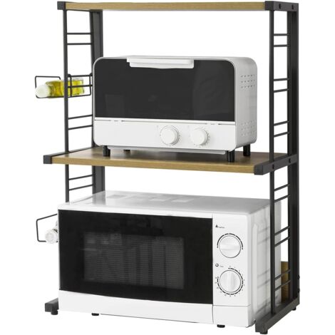 Sobuy – Étagère de cuisine 2 niveaux KCR08PF – Panneaux de particules et fer – Dimensions L60 x P36 x H72 cm – Capacité 40kg – Compatible micro-ondes