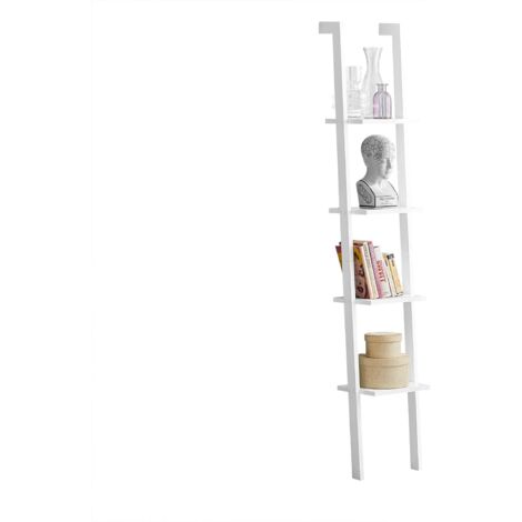 Sobuy – Bibliothèque étagère murale style échelle 4 niveaux – Bois MDF laqué blanc – Dimensions L33 x H180 x P23 cm – Charge max 5 kg par étage – FRG15W