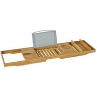 SoBuy Extendable Bathtub Bridge Tray Rack with iPad Phone Wine Holder,, FRG207-N