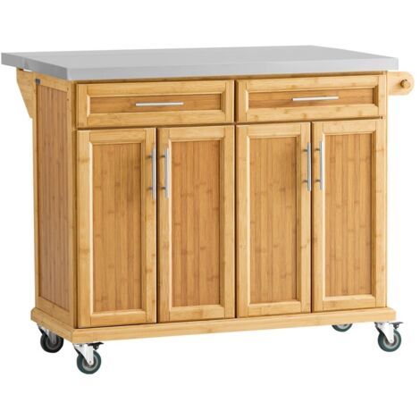 SoBuy Extendable Worktop Kitchen Trolley Island Storage Cupboard FKW69-N