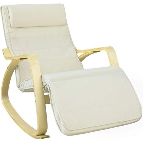 Sobuy – Fauteuil à bascule FST16W – Repose-pieds réglable 5 positions – Bouleau flexible – Dimensions d’assise 56x50cm – Charge max 120kg