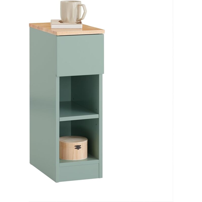 FBT111-GR Table de Chevet avec Tiroir, Table de Nuit, Chevet de Lit, Table de canapé, Table d'Appoint, Meuble de Nuit, Rangement pour Salon et