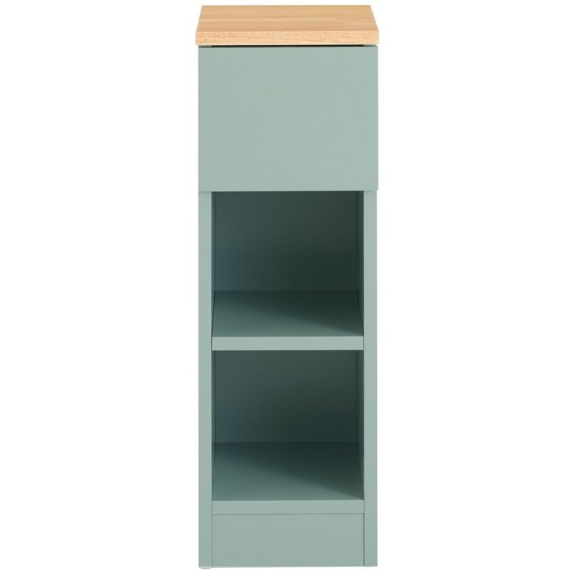 SoBuy Table de Chevet Étroite avec Tiroir et 2 Étagères, Verte